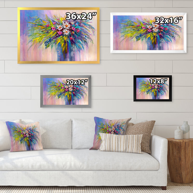 «Rose and Yellow Vase Of Flowers II», reproduction d'art murale traditionnelle, H 8 po x l 12 po x P 1 po