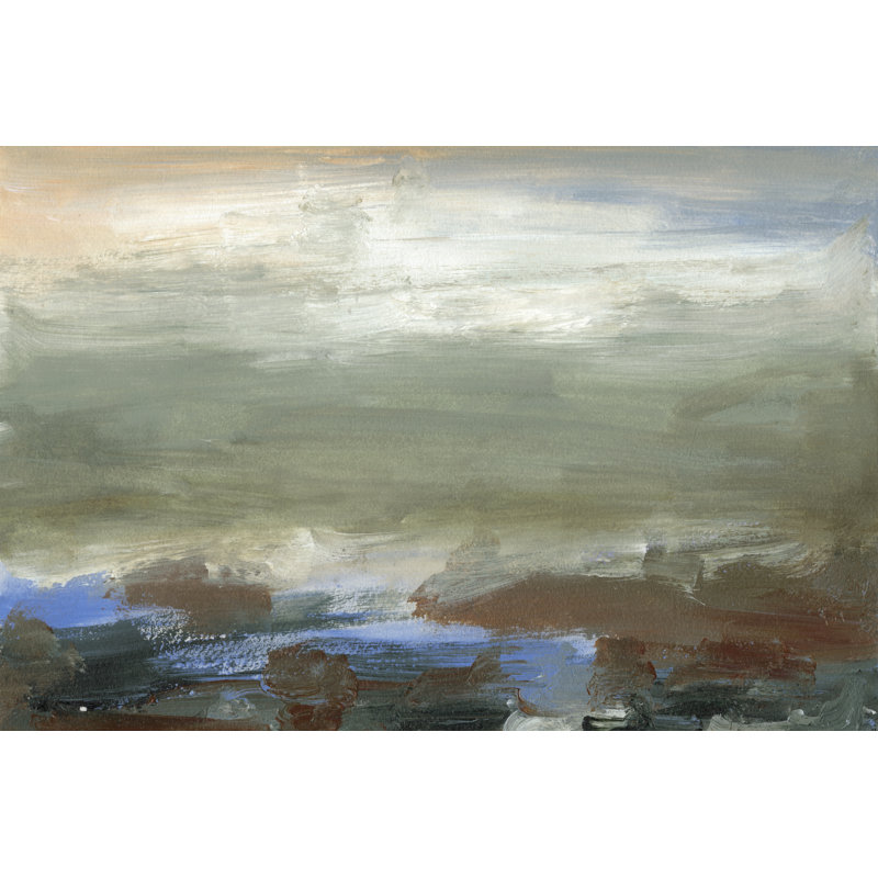 Coast View II - Painting, 61 cm H x 91 cm W, Black Floater Frame