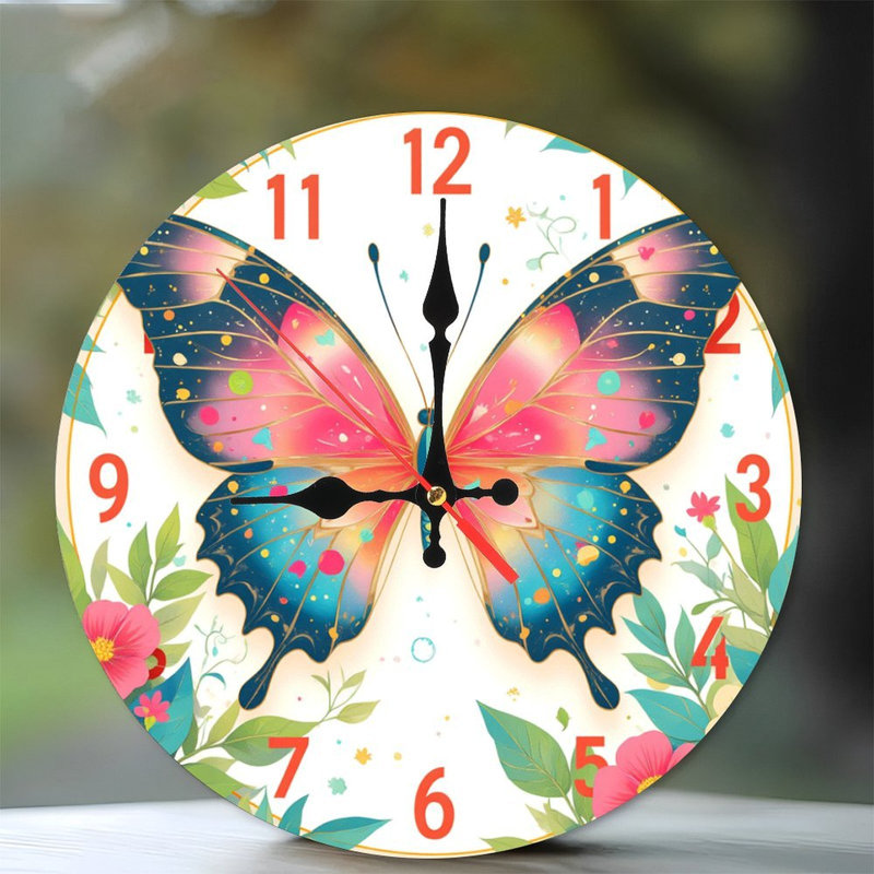 colorful butterfly wall clock home decor