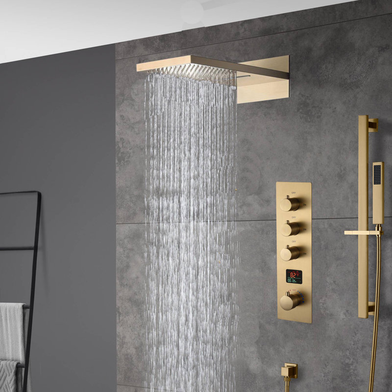 All-In-One Kit with Rough in-Valve, Brushed Gold