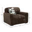 Fauteuil surdimensionné et demi Roundenne Furniture Solenne avec revêtement en velours côtelé géant, coussin réversible et coussin décoratif, chocolat-1022998690