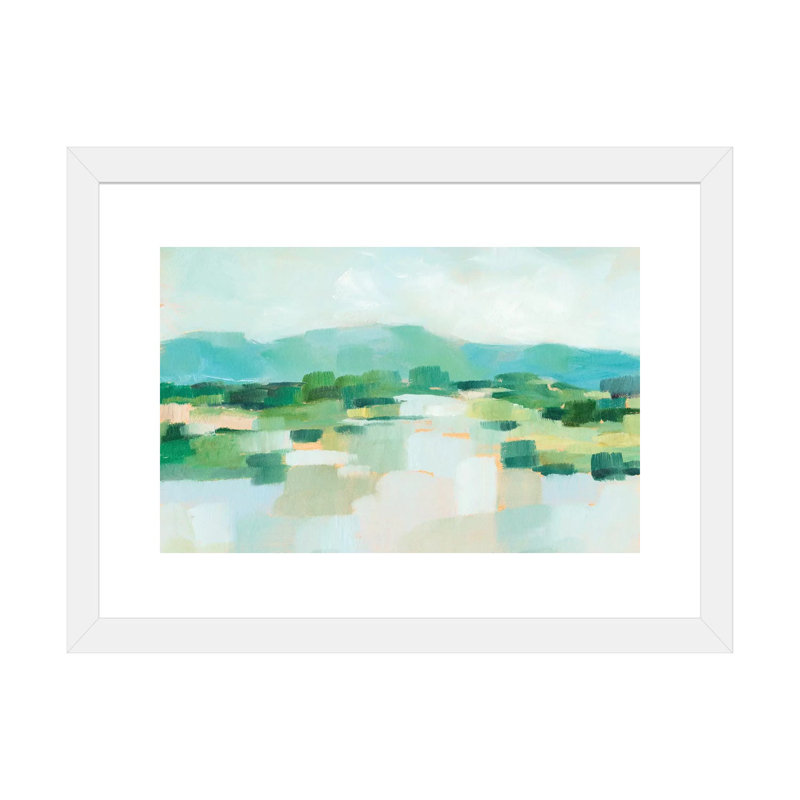 « Emerald Island I » par Ethan Harper, reproduction d’art, H 16 po x l 24 po x P 1 po, Papier encadré blanc, Blanc