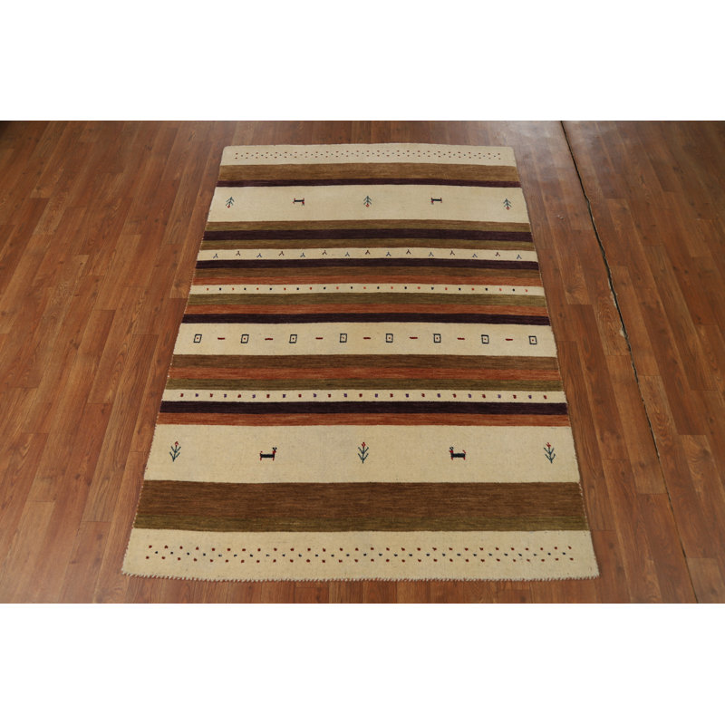 Tapis rayé fabriqué à la main Gabbeh 4 x 6