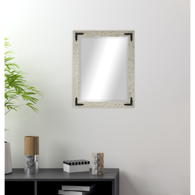 Tuohy Solid Wood Flat Wall Mirror, Cream/Black, 32" x 26" 