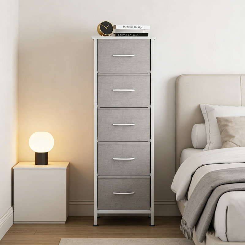 5 Drawer Storage Drawer, Grey/White