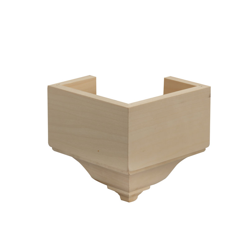 Unfinished White Hardwood Medium Inside Crown Connector Block Moulding