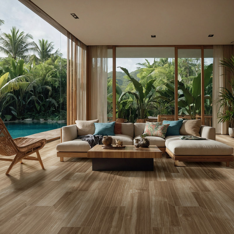 MSI Havenwood 8 in. x 36 in. Matte Porcelain Wood Look Floor and Wall Tile, Saddle