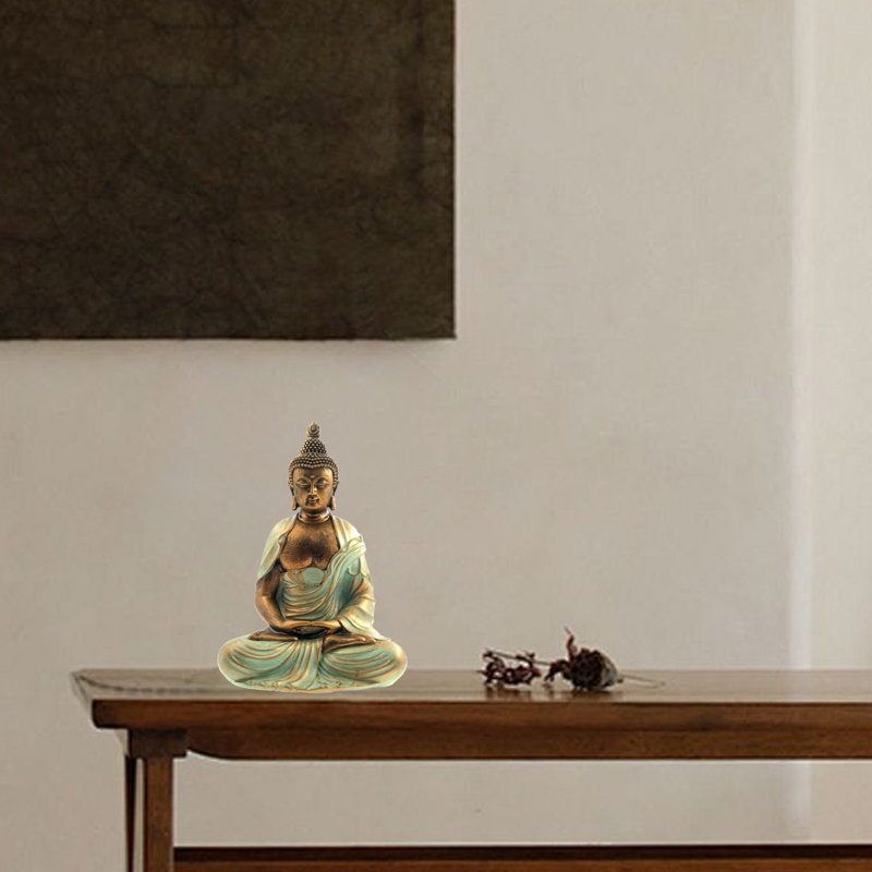 Statue de Bouddha pour la décoration intérieure, H 7,5 po x l 5 po x P 3,5 po, Or