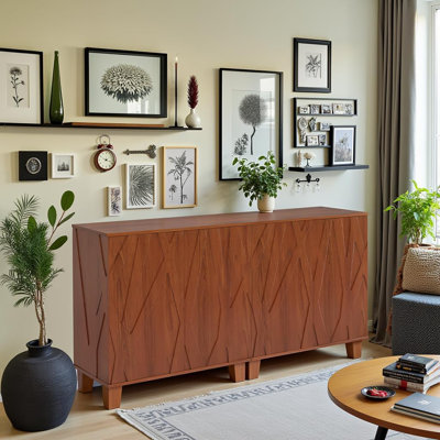 Buffet moderne, grand buffet avec pieds en bois massif, buffet décoratif pour le salon et le vestibule, ensemble de l 2,55,12 po x P 13,78 po x H 31,50 po, brun