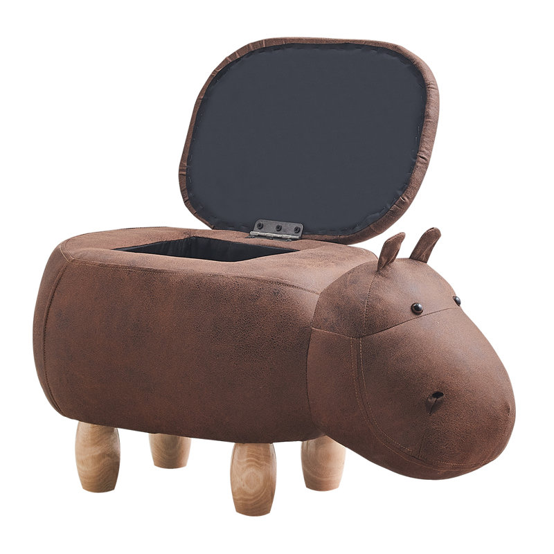Broadbent 62cm Wide Faux Leather Novelty Solid Colour Ottoman with Storage, Brown