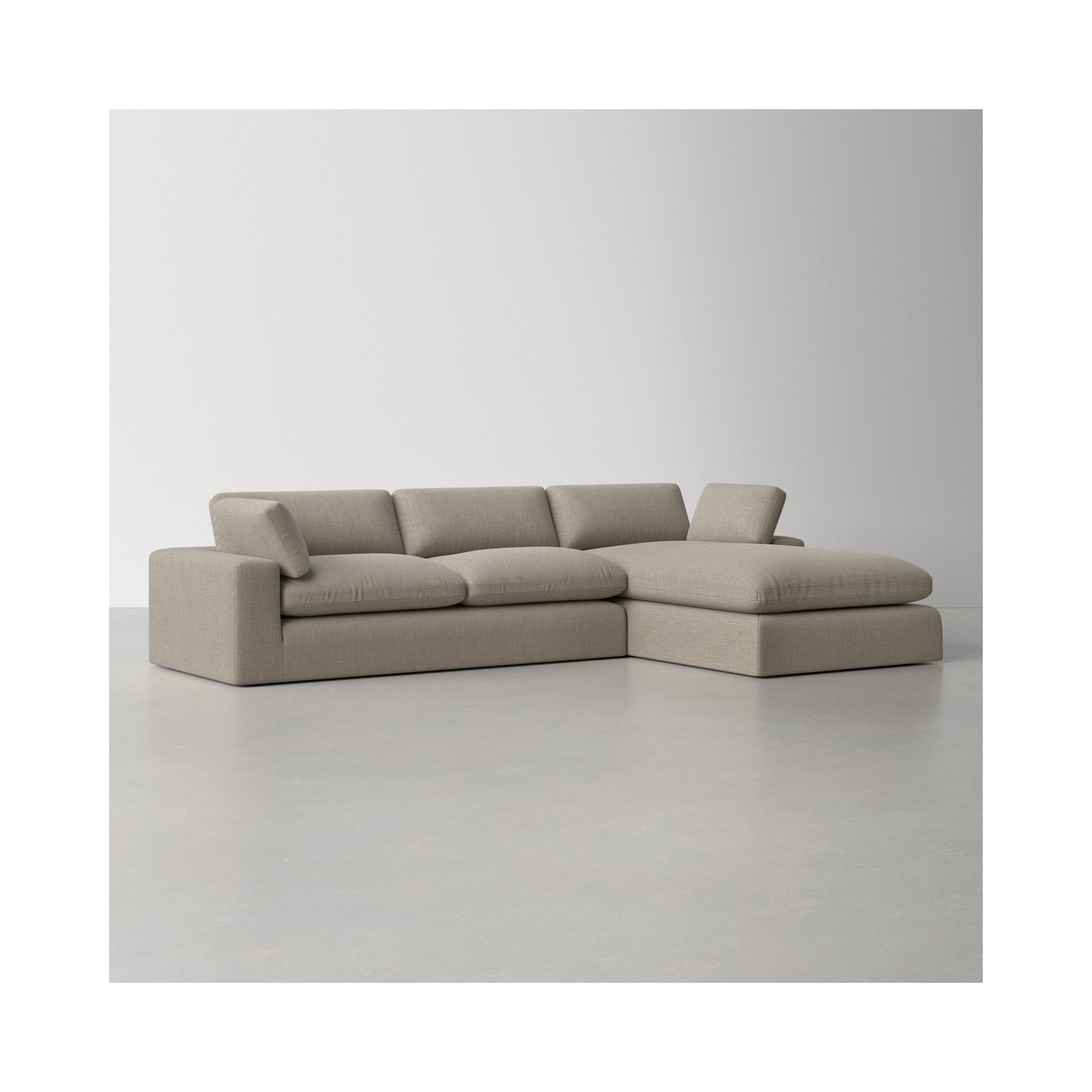 Asher 2 - Piece Upholstered Chaise Sectional, Effie Flax Performance Linen, Right Hand Facing