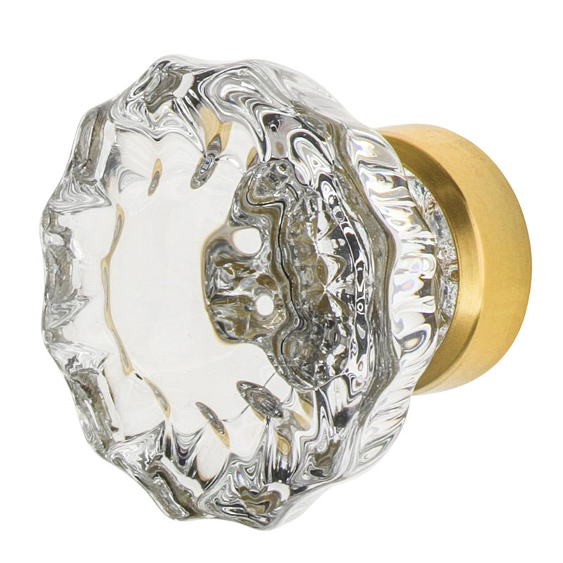 Crystal 1 3/8" Cabinet Knob, Unlacquered Brass