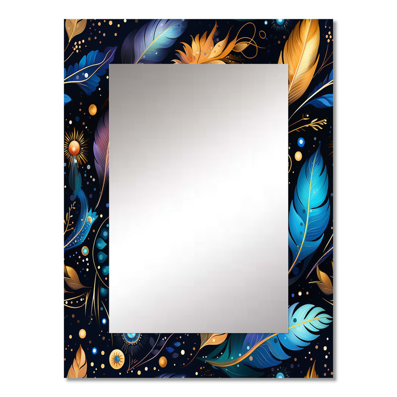 Pratiksha - Blue Bohemian Wall Mirror, 32 po x 24 po