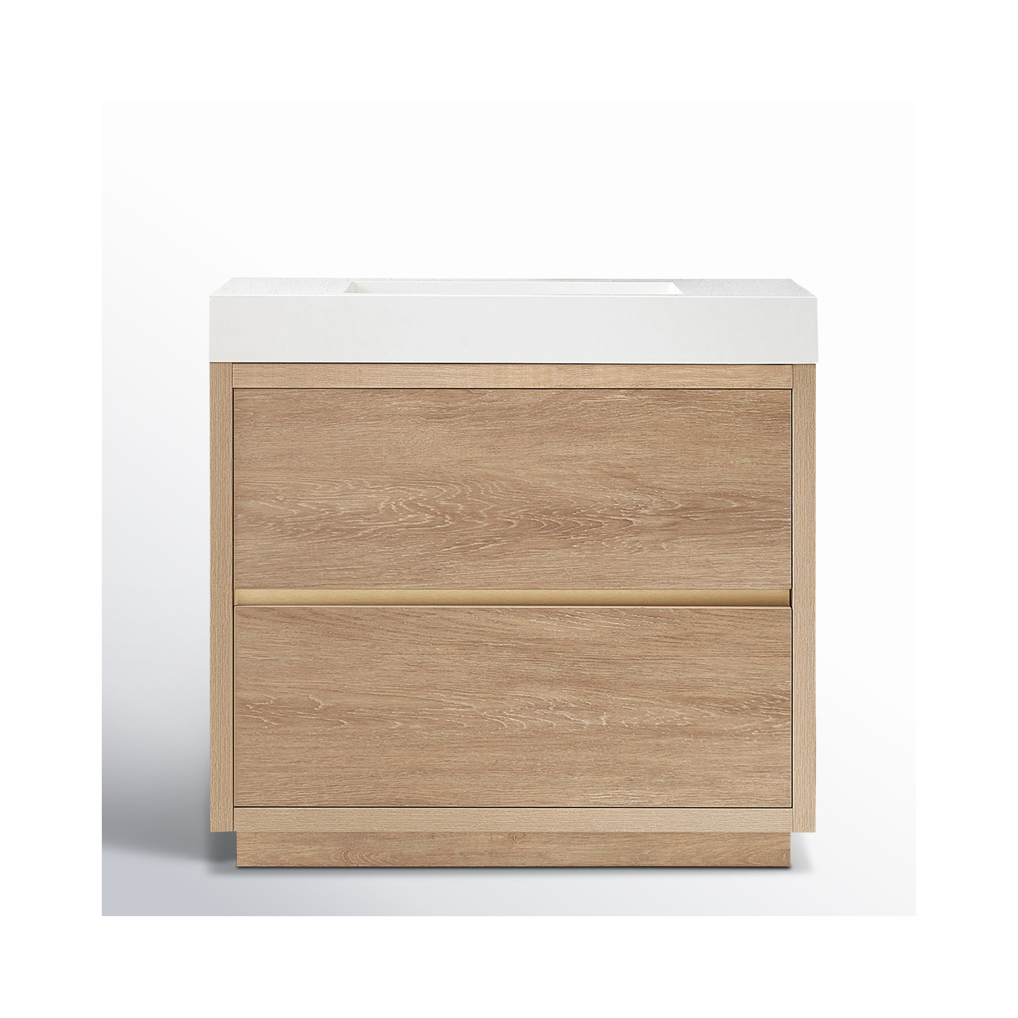 Beira 35.8'' Single Bathroom Vanity, White, North American Oak