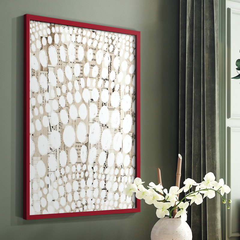 Motif rétro IV, reproduction encadrée - bois massif, Cadre simple rouge, H 10 po x l 8 po
