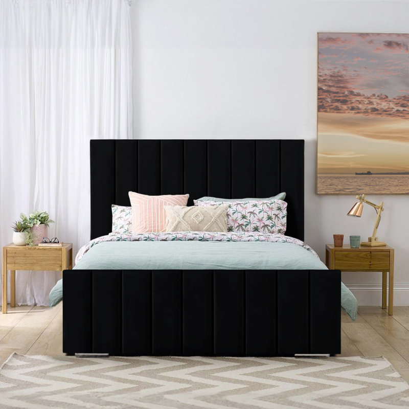 Arlon Upholstered Bed, Black, Kingsize (5')