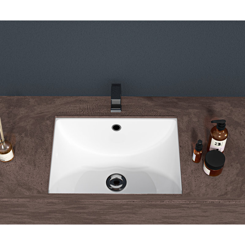 Lavabo de salle de bain rectangulaire moderne encastré en céramique blanche avec trop-plein 18,5 po x 14 po, élégant pour le bureau et l'utilisation 18,5 po x 14 po encastré, teinté, divers espaces