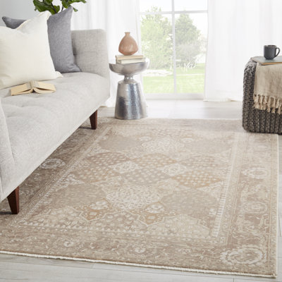 Tapis tissé à la machine Grazio en crème / taupe