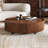 Minimalist Walnut Round Coffee Table with Storage Drawers, Modern Living Room Center Table with Silent-Glide Drawers, Easy Assembly-972430227