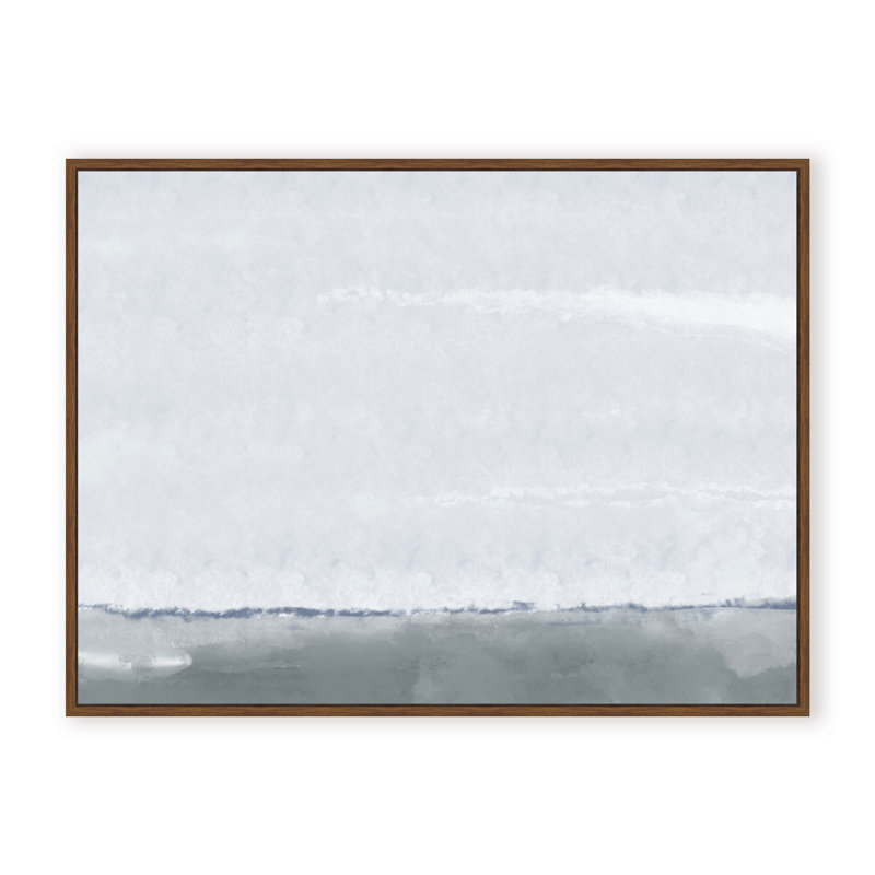 Coastal Retreat Silver Seas: Abstract Oceanscape, 30" H x 40" W x 2.375" D, Framed Canvas, Brown