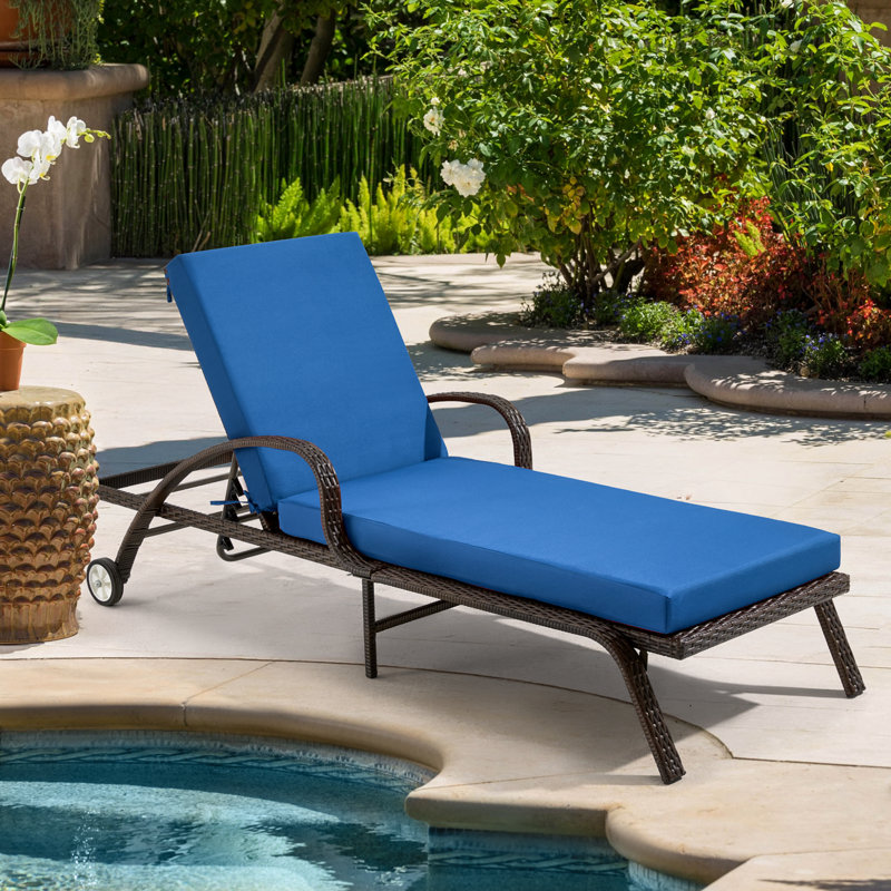 Coussin de chaise longue d'extérieur, Polyester bleu, 2