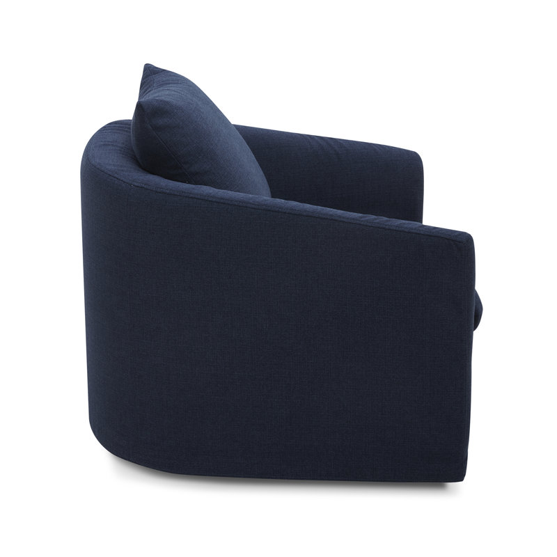 Fauteuil demi-tonneau pivotant rembourré Menta, Flannigan minuit