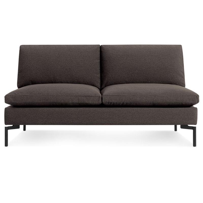 New Standard Upholstered 60'' Loveseat, Granite Genuine Leather, Black