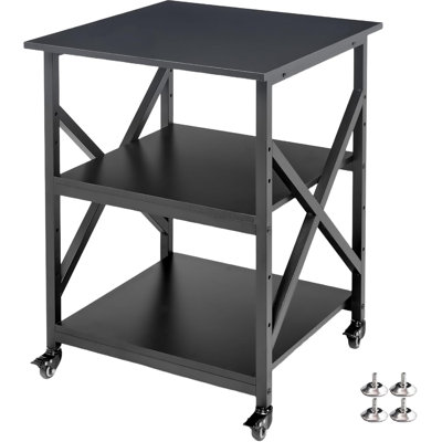 Chariot d'imprimante à roulettes à 3 niveaux avec roues industrielles pour le bureau à domicile