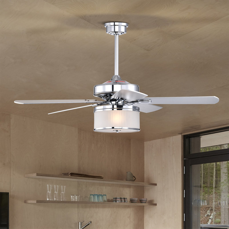 Runhild 52'' Ceiling Fan with Light Kit, Chrome Polished