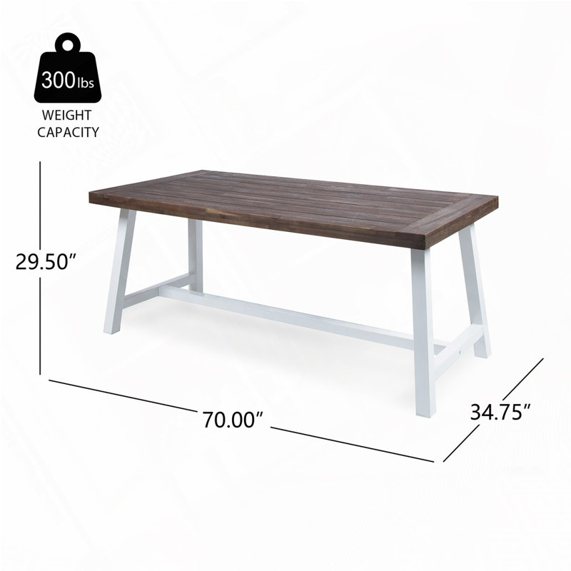 Aditya Solid Wood Coffee Table,Patio Table, 29.25'' H X 35.5'' D X 71'' W, Brown/White