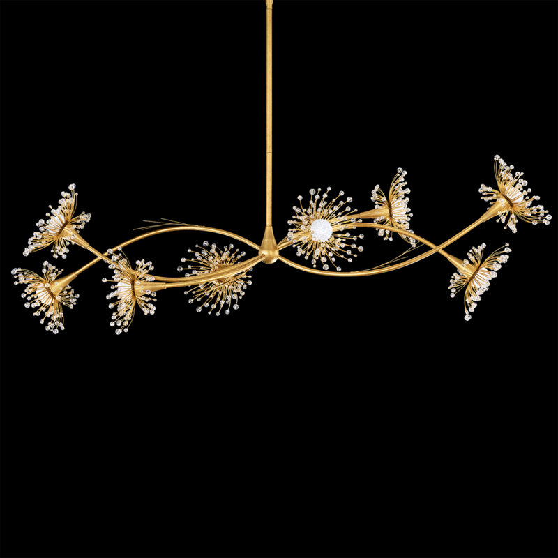Coquette 8 Light Crystal LED Linear Pendant, Heirloom Gold