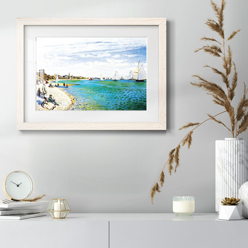 «Regatta at Saint Adresse» par Claude Monet - reproduction d'un seul cadre, Blanc, H 26 po x l 38 po