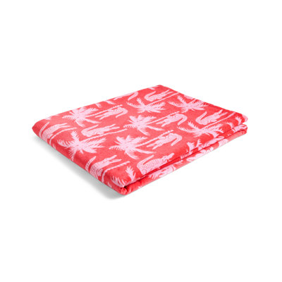Lacoste Oversized Cotton Velour Beach Towel 36x72 – Quick-Dry Absorbent Reversible Terry Loop Back, Soft Luxury Pool & Beach Towel, All-Over Croc Palm Coral Pink