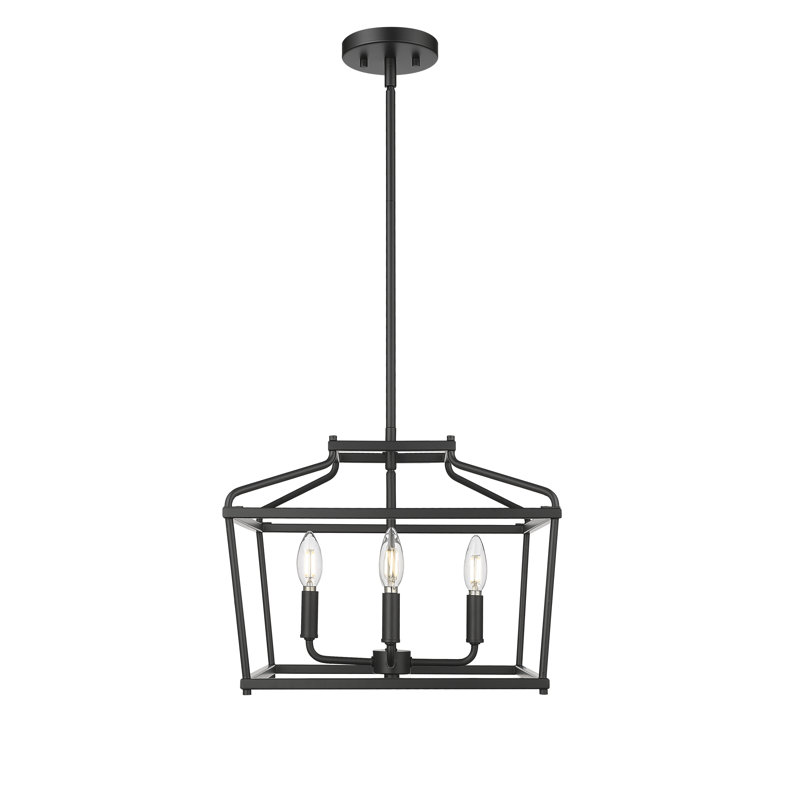Luminaire suspendu 4 lumières Nellita, Noir mat, H 13 po x l 16 po x P 16 po