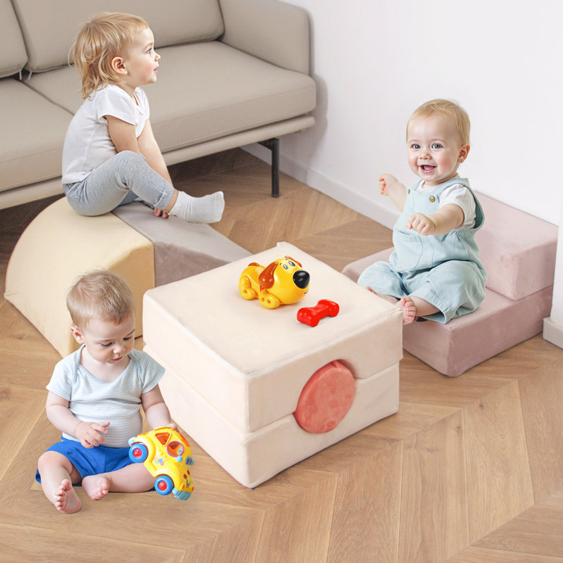 Bloc de jeu en mousse, 7 pièces, Rouge / Rose / Jaune