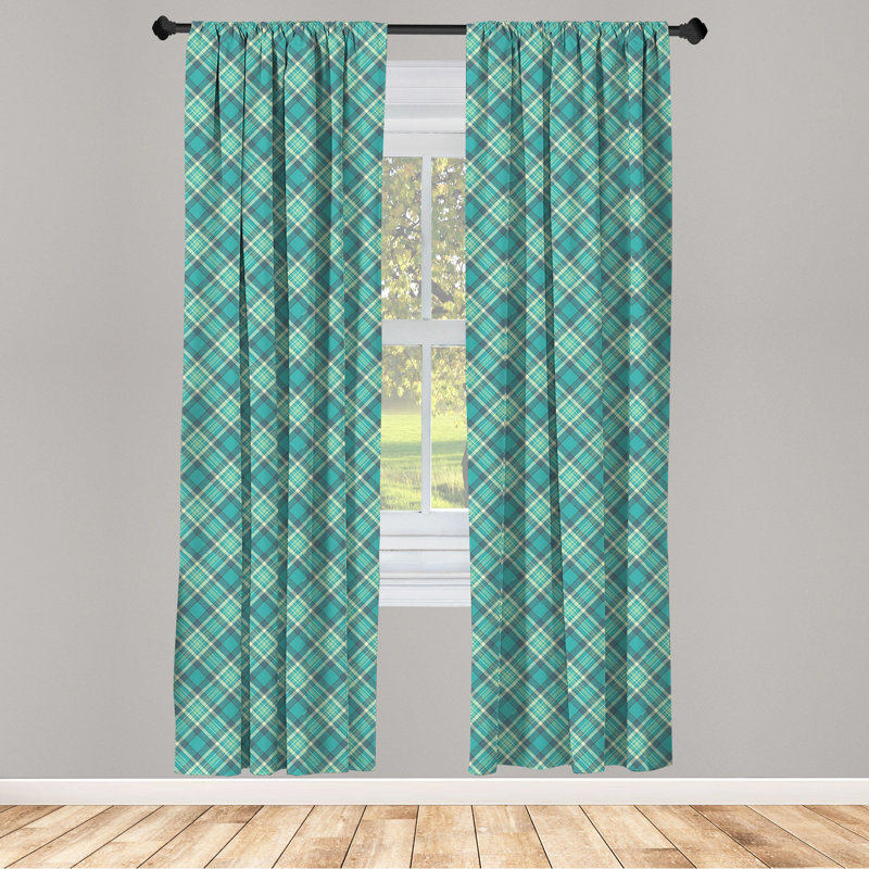 Plaid Semi-Sheer Rod Pocket Curtain Panels, 28" x 63"
