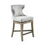 Élégante chaise de comptoir avec revêtement, pieds en bois massif, gris, siège rembourré avec tabouret à poids limité de 300 lb, siège d'une hauteur de 25,25 po-285359532
