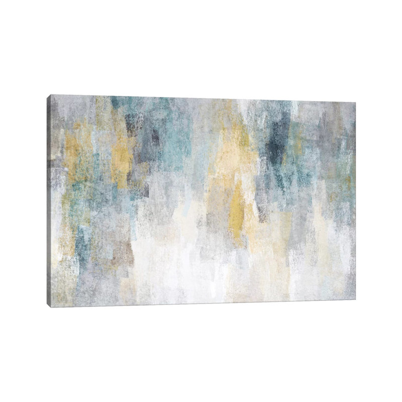 «Blue and Yellow Expression I» - Estampe numérique sur toile tendue avec châssis, H 26 po x l 40 po x 1,5 po