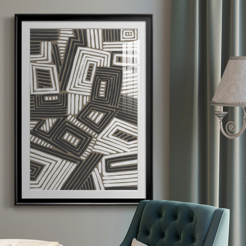 Abstract Maze IV - reproduction de cadre photo, Cadre noir, H 30,5 po x l 22,5 po x P 1 po