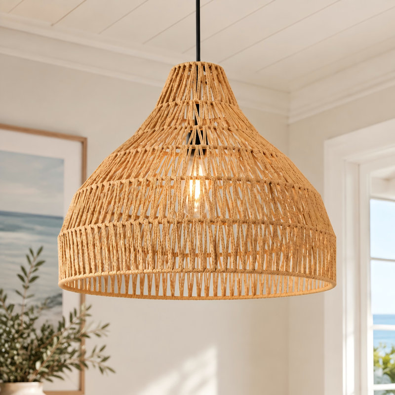 Suspension Naturaweave à 1 lumière, 61 cm (24 po), en corde tressée à intensité variable, pour îlot de cuisine