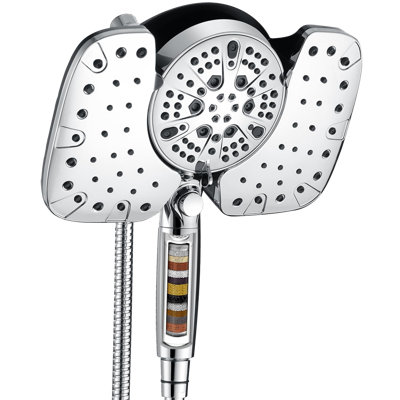 Pomme de douche 2,5 gallons par minute, pomme de douche à effet de pluie 10 po et pomme de douche à main, pomme de douche amovible avec interrupteur marche / arrêt et filtre à 15 étapes