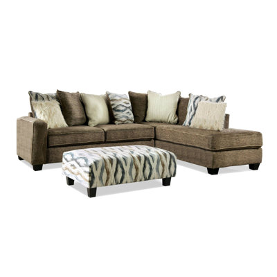 114.4" W Contemporary Sectional, Brown