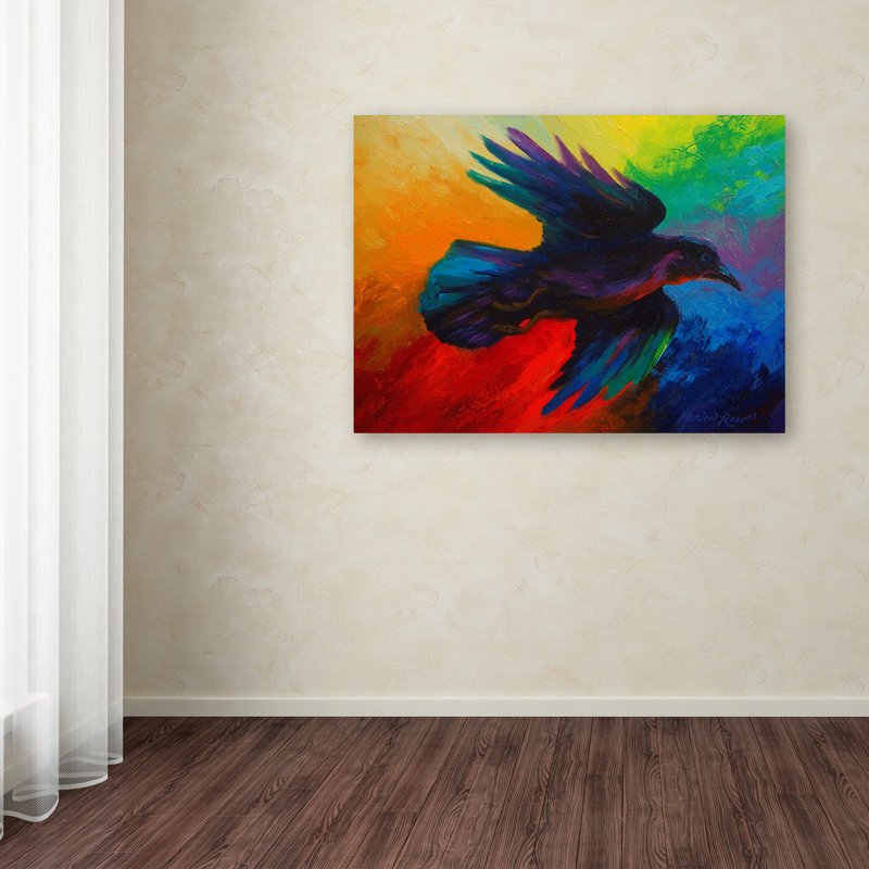 Vibrant Crow Eclectic Canvas Art with Wooden Frame, 24 x 32 Inches