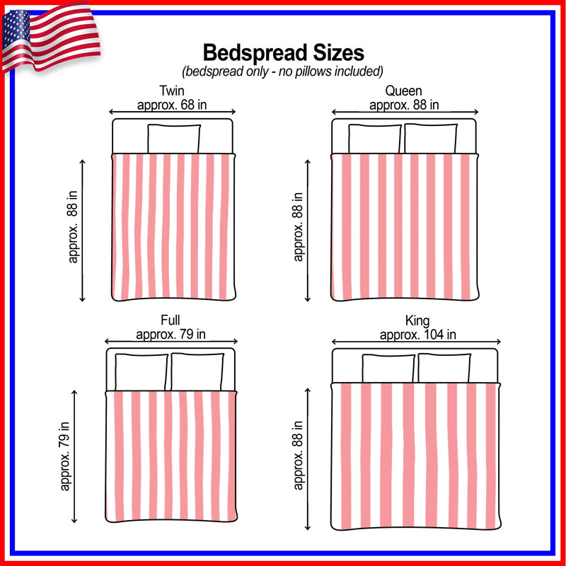 Pink Vertical Stripes Bedding Striped Bedspread Pattern, Queen
