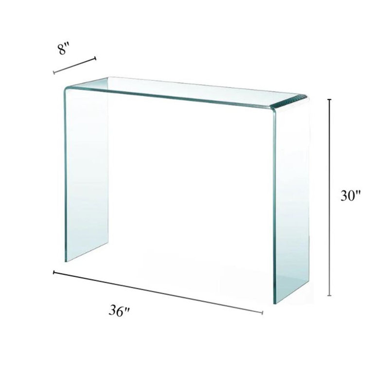 Gardenia Waterfall Glass Console Table, 30" H x 36" W x 8" D