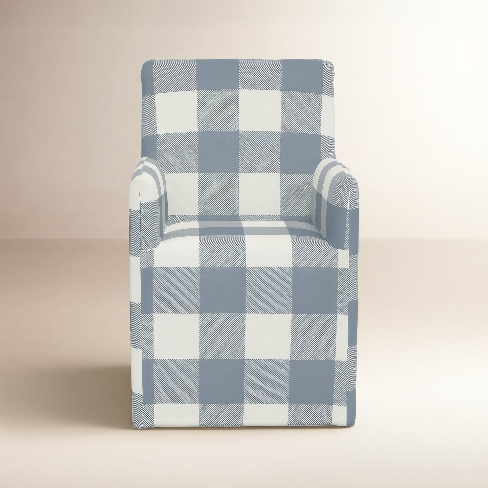Silvia Dining Armchair, Gingham Chambray
