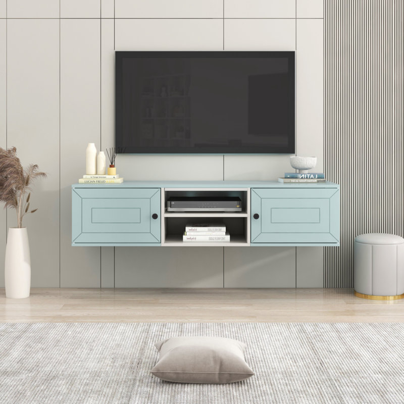 Meuble télé flottant pour téléviseur de 60 po ou moins Colis, Bleu
