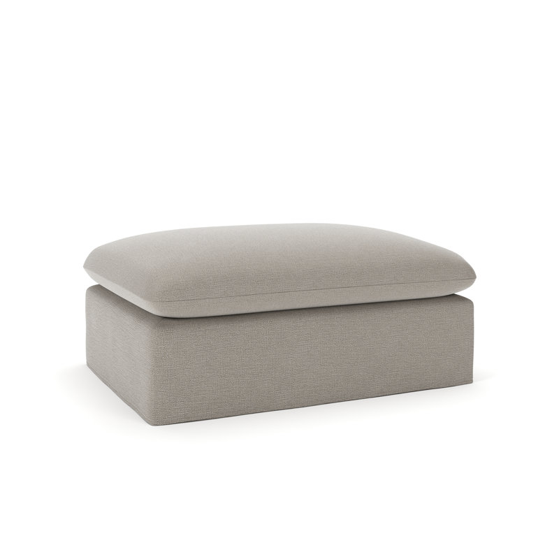Luna Slipcovered Ottoman And A Half, Drusky Linen Sustain® Basketweave