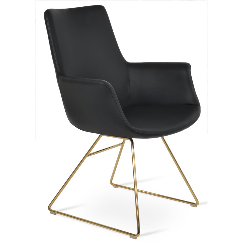 Chaise avec accoudoirs bottegea, Noir, Doré