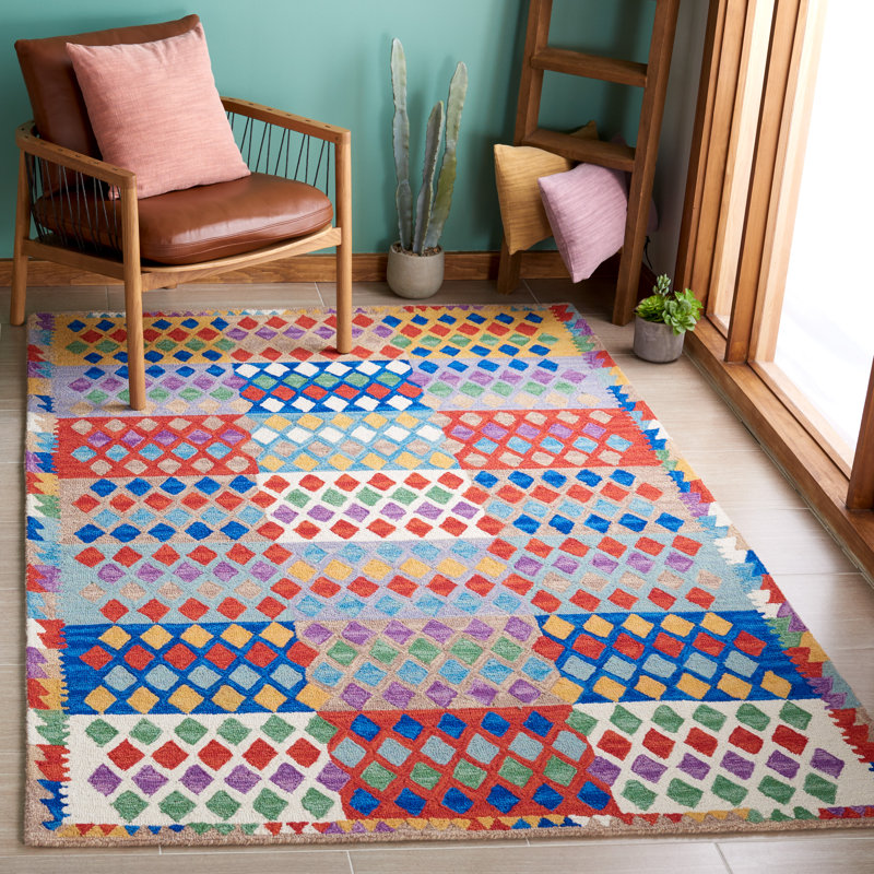 Tapis rouge / bleu Horwich 406, Rectangle de 5 pi x 8 pi